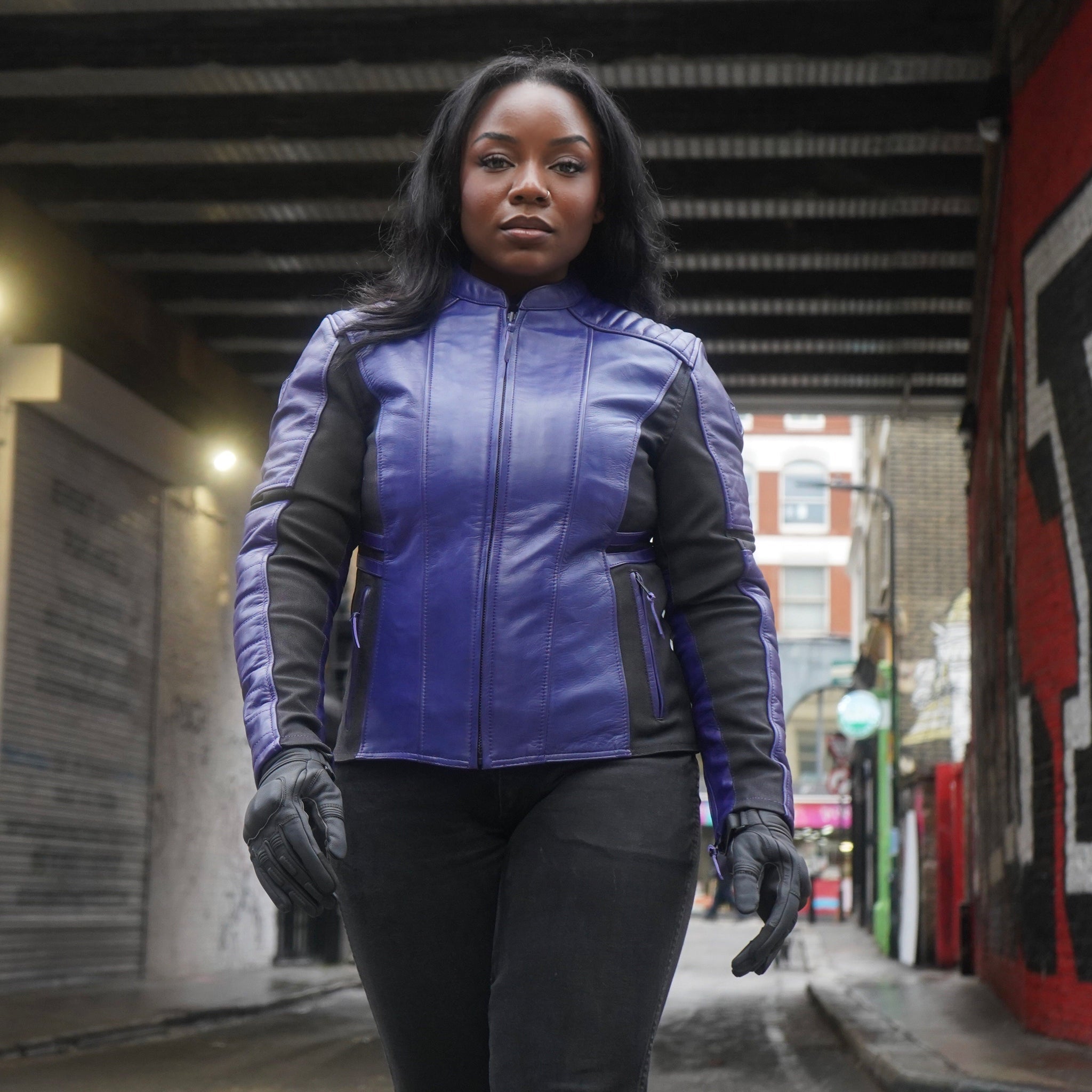 MotoGirl Amelia Leather Jacket Purple