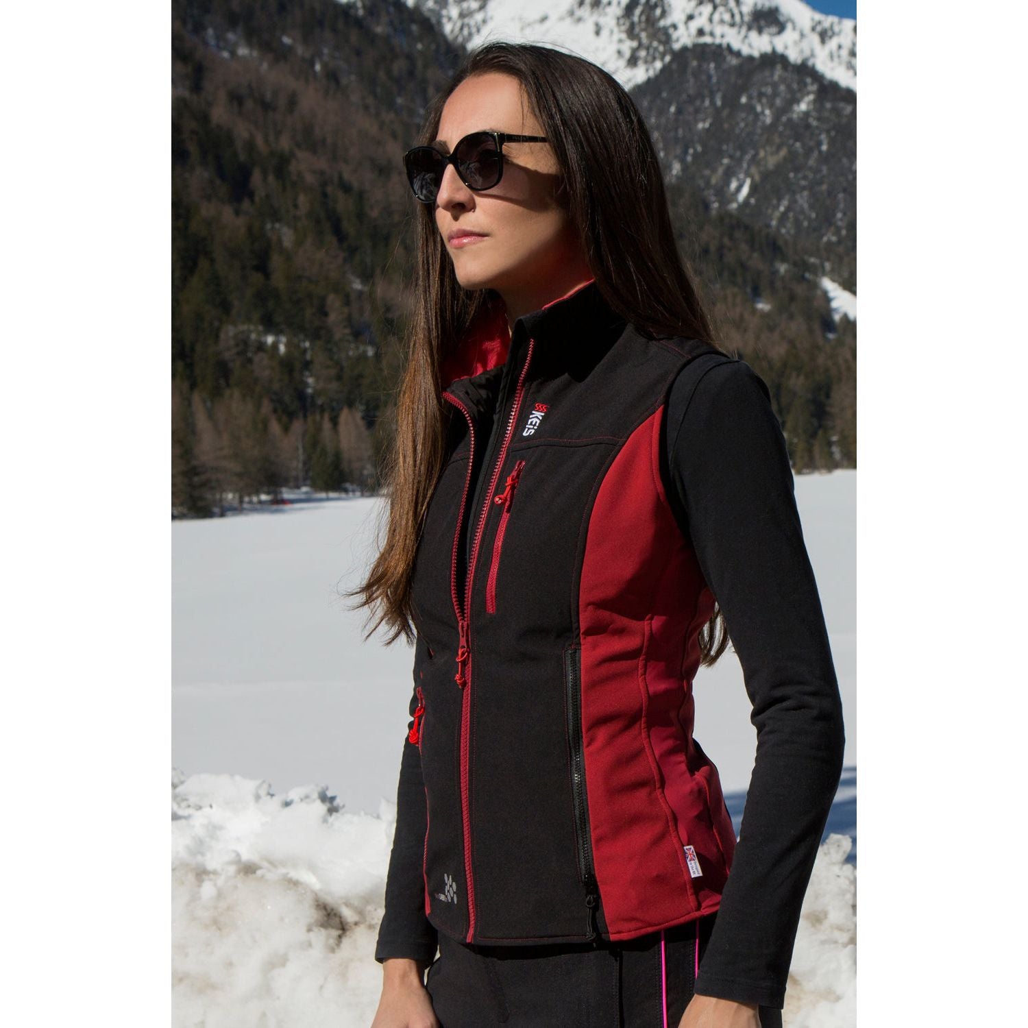 Keis B501W Ladies Heated Body Warmer Black/Red
