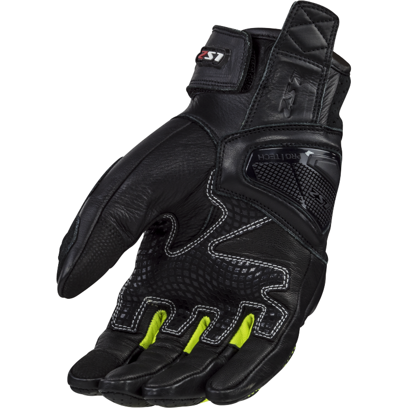 LS2 Spark 2 Leather Man Gloves Black/High Visibility Yellow