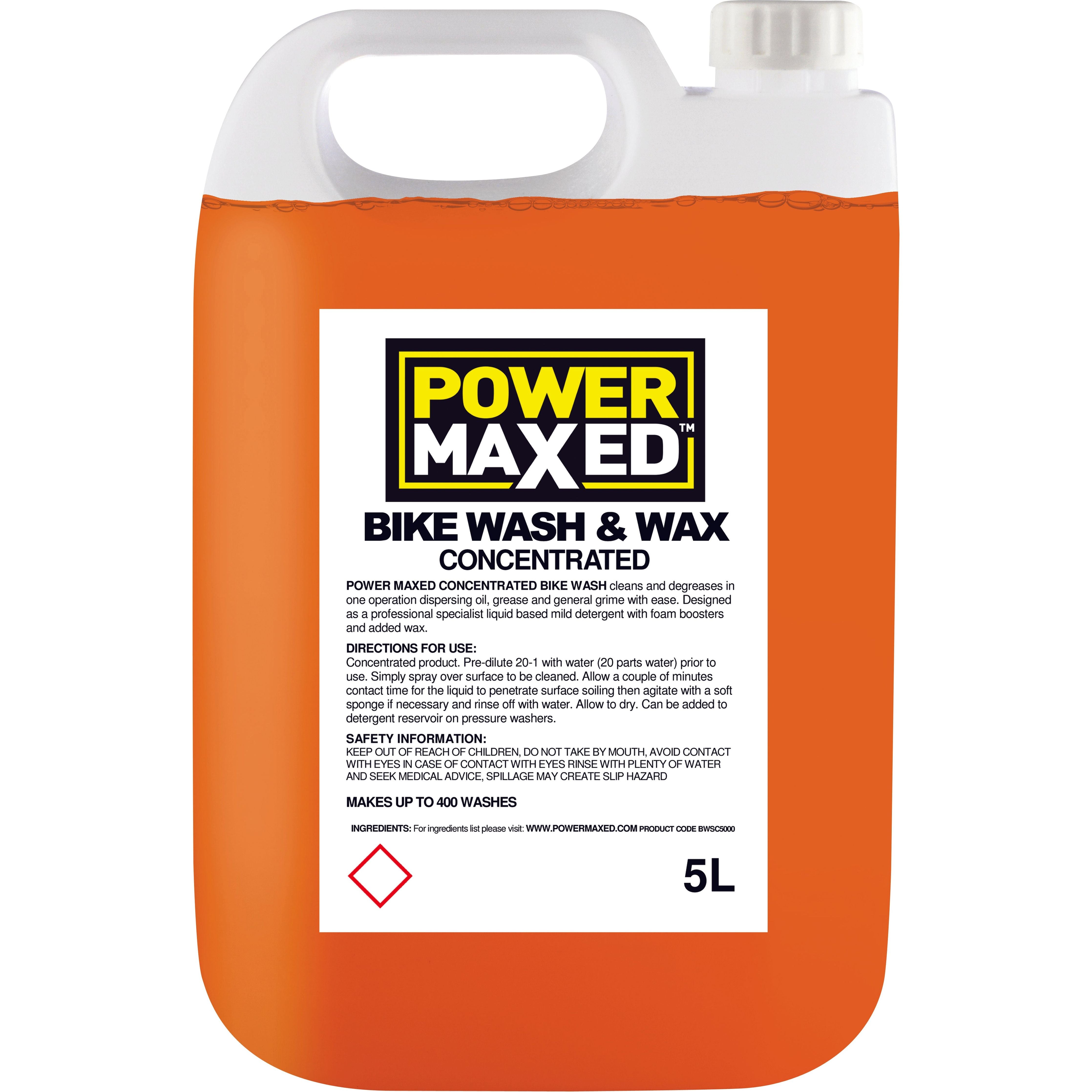 Power Maxed Heavy Duty Bike Wash & Wax 5ltr