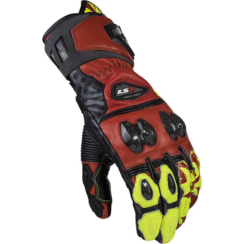 LS2 Feng Racing Gloves Red/High Visibility Yellow | LS2 | The LS2 Feng Racing Gloves Red/High Visibility Yellow | LS2 | The