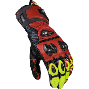 LS2 Feng Racing Gloves Red/High Visibility Yellow