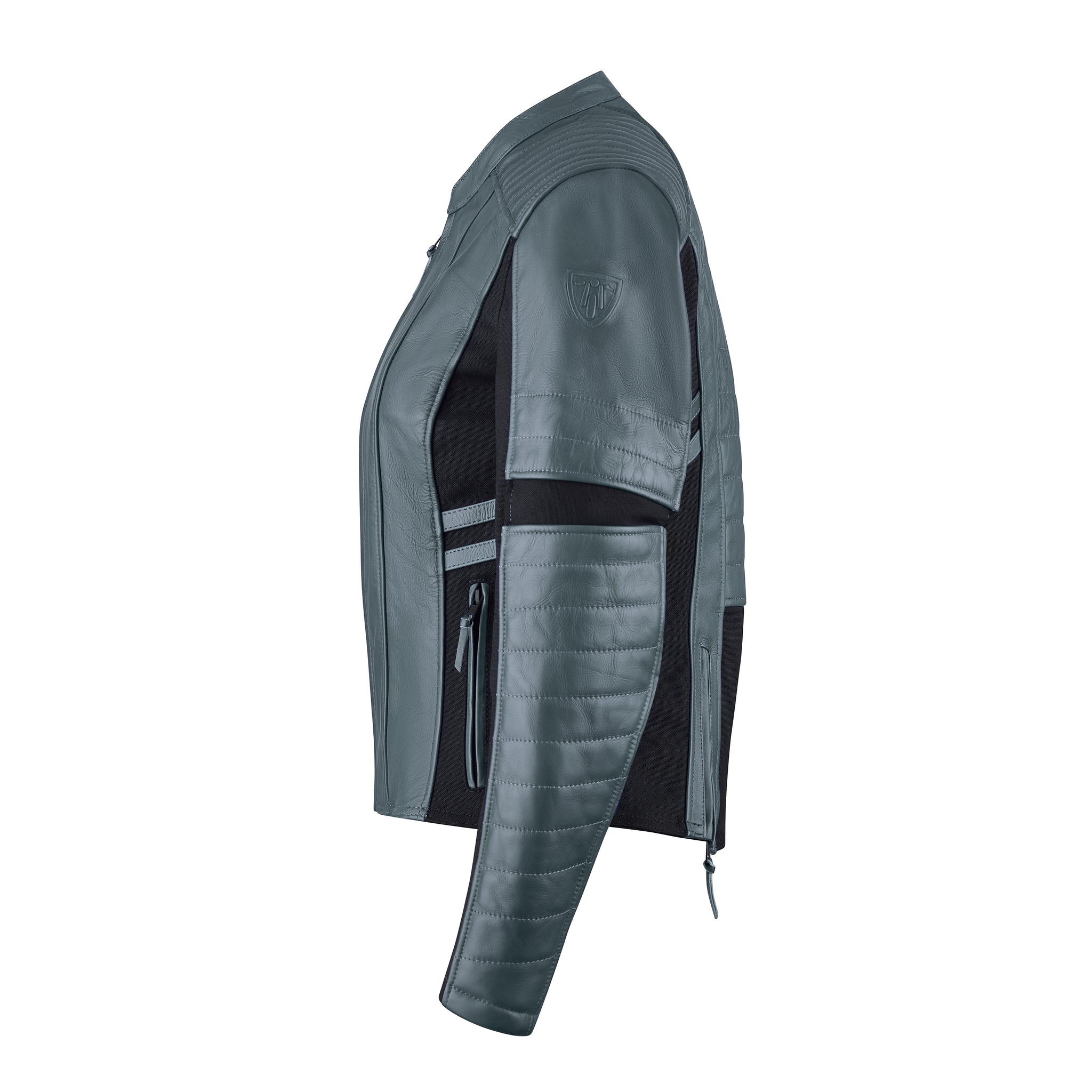 MotoGirl Amelia Leather Jacket Grey