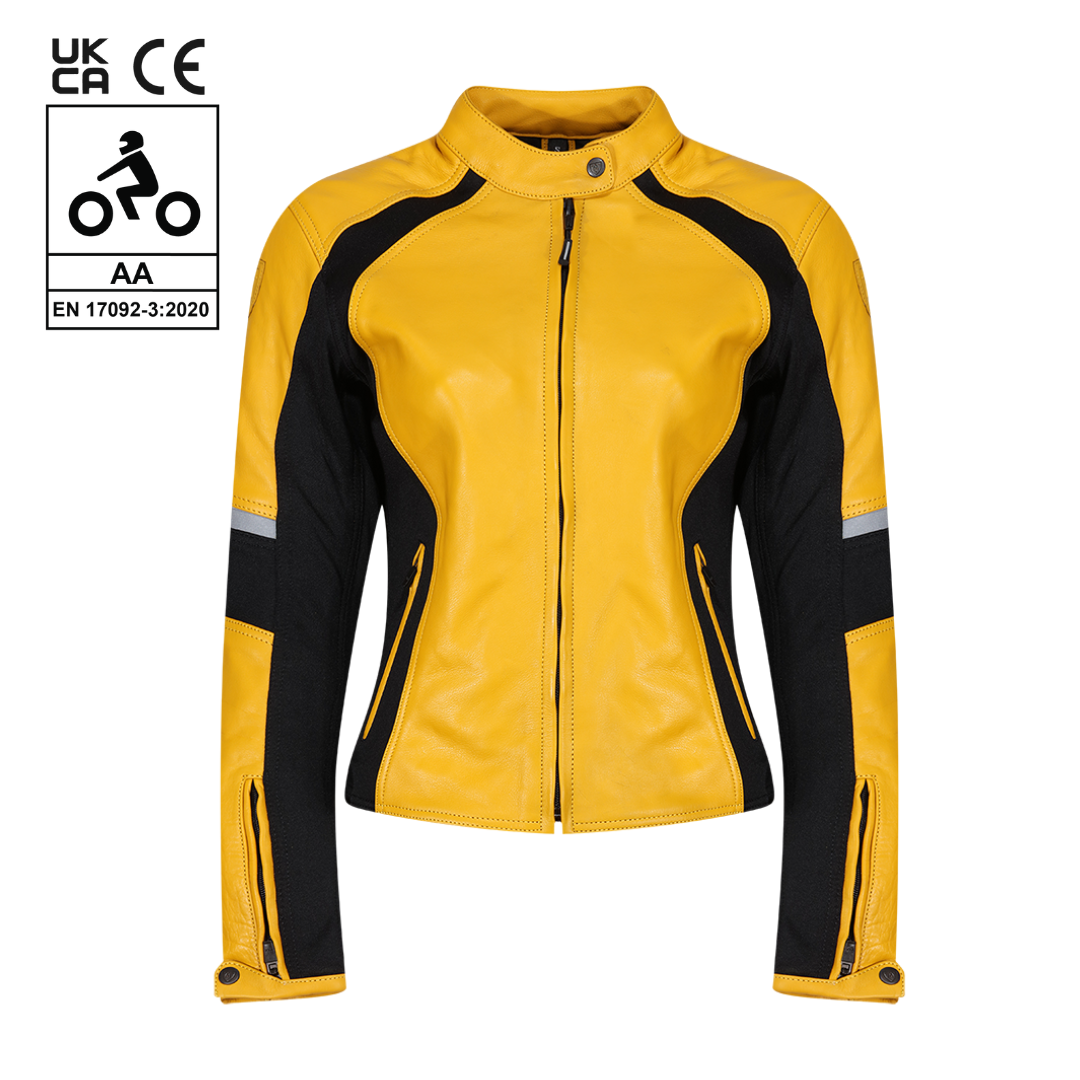 MotoGirl Fiona Leather Jacket Yellow