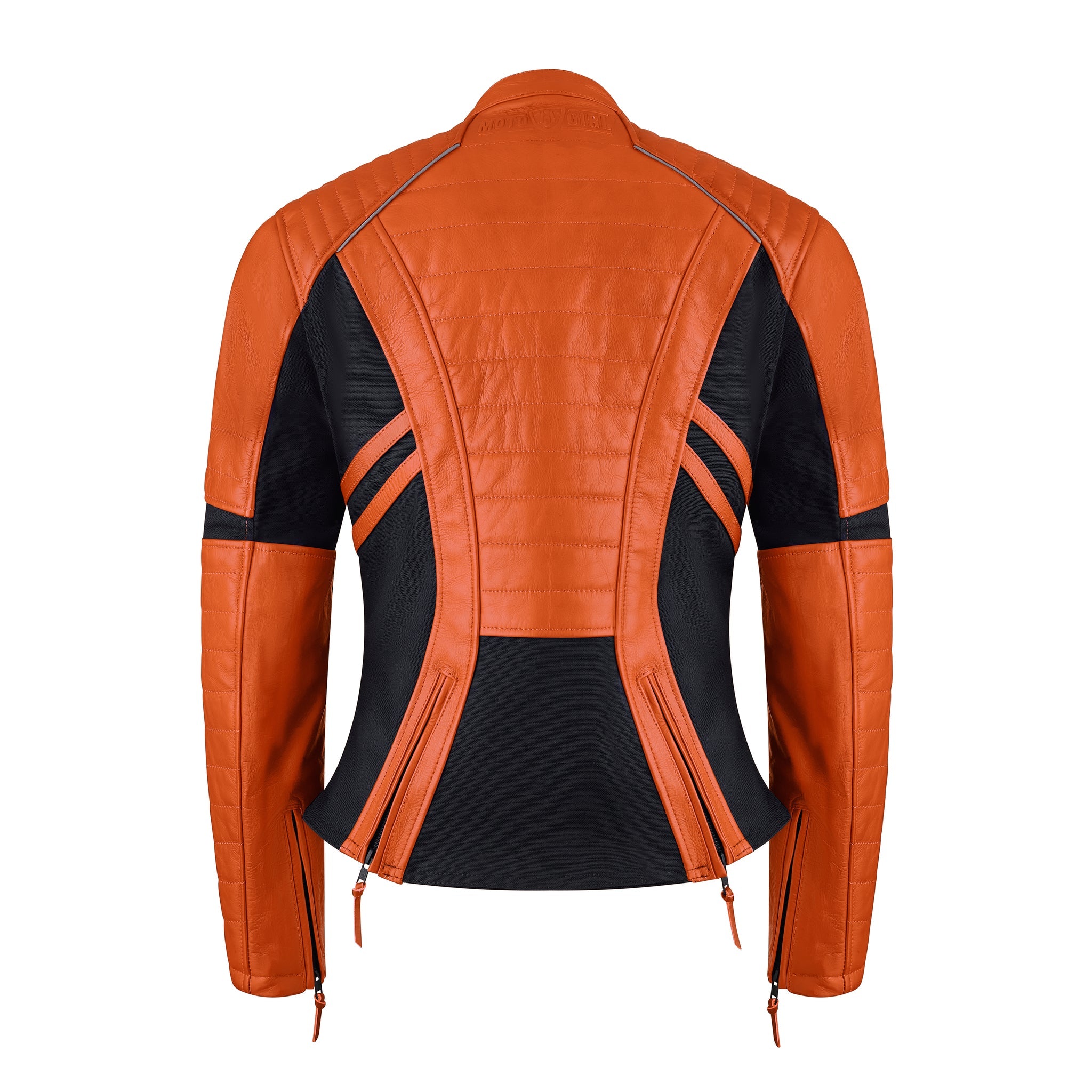 MotoGirl Amelia Leather Jacket Orange
