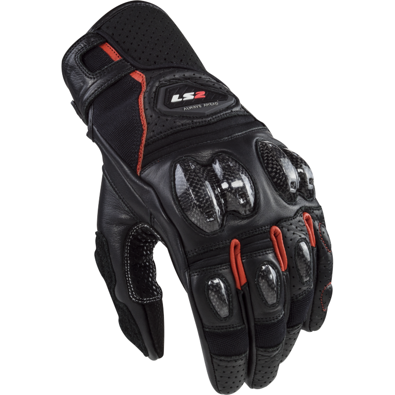 LS2 Spark 2 Leather Man Gloves Black/Red