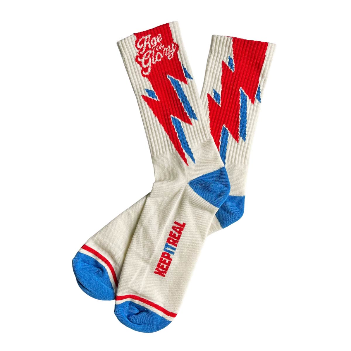 Age of Glory Bolts Socks White/Red/Blue