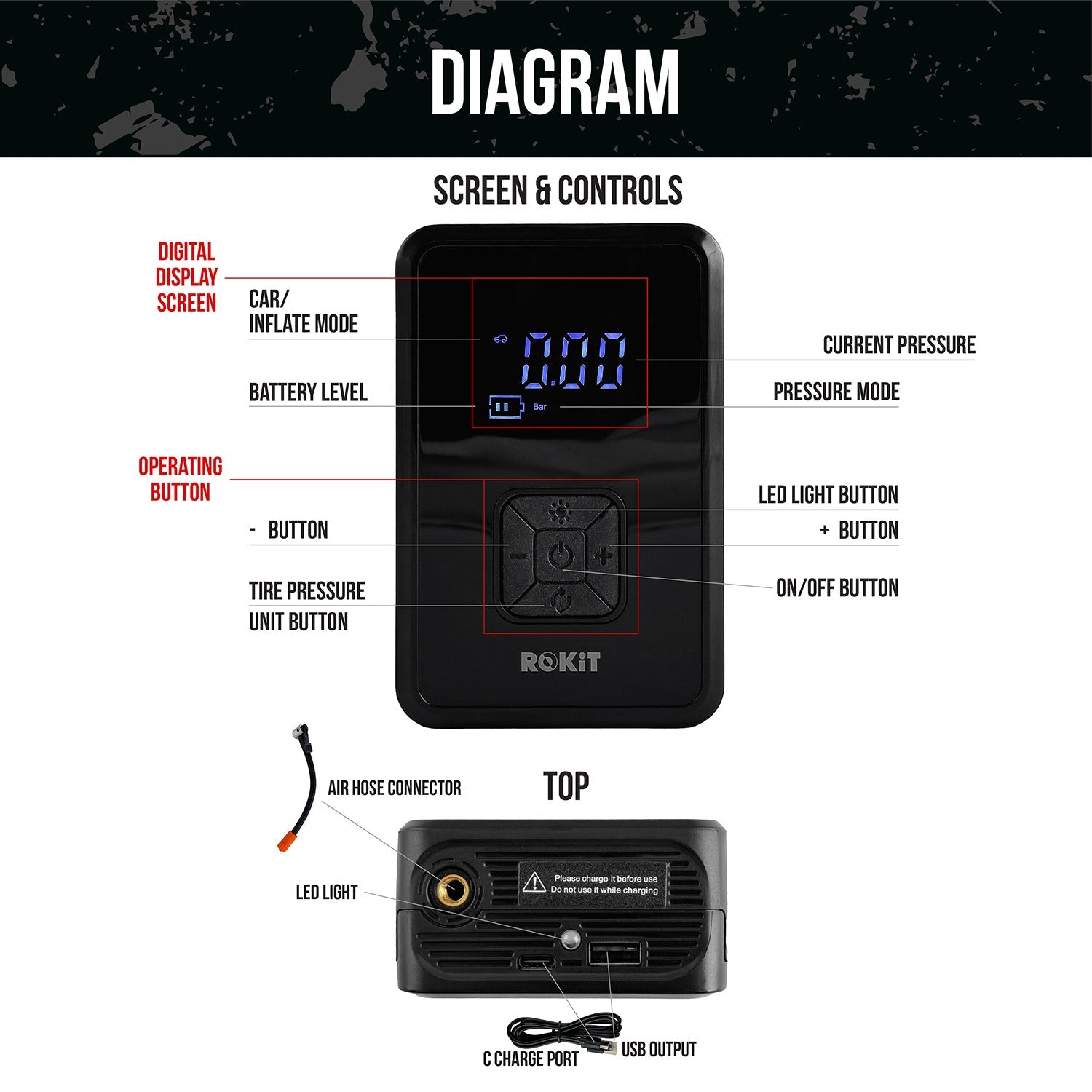 ROKiT Up Tyre Inflator 5200mAh
