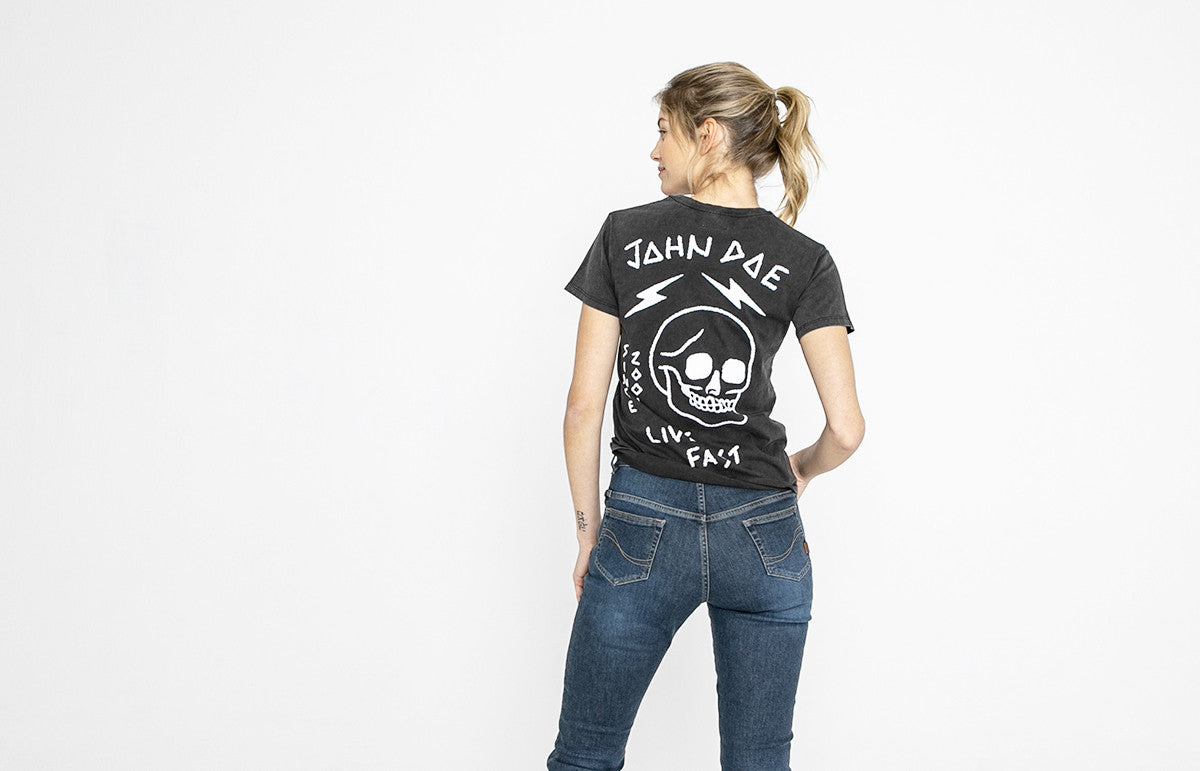John Doe Ladies T-Shirt Live Fast Skull Fade Out Black