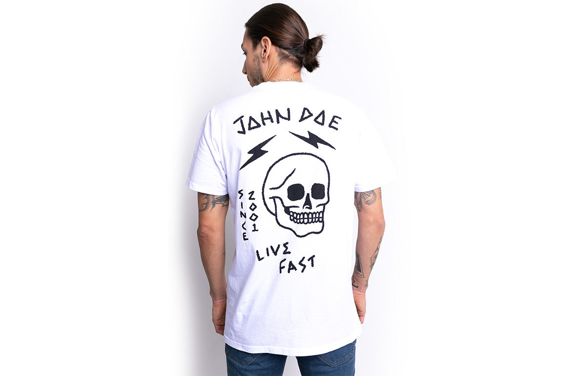 John Doe T-Shirt Live Fast Skull White