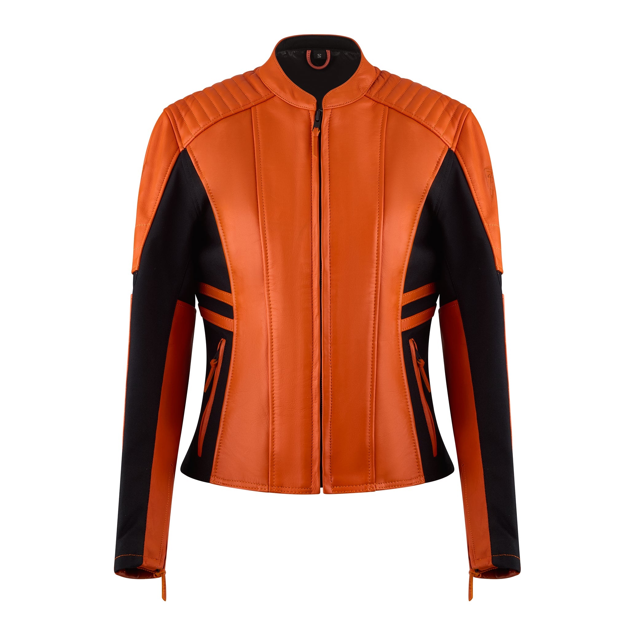 MotoGirl Amelia Leather Jacket Orange