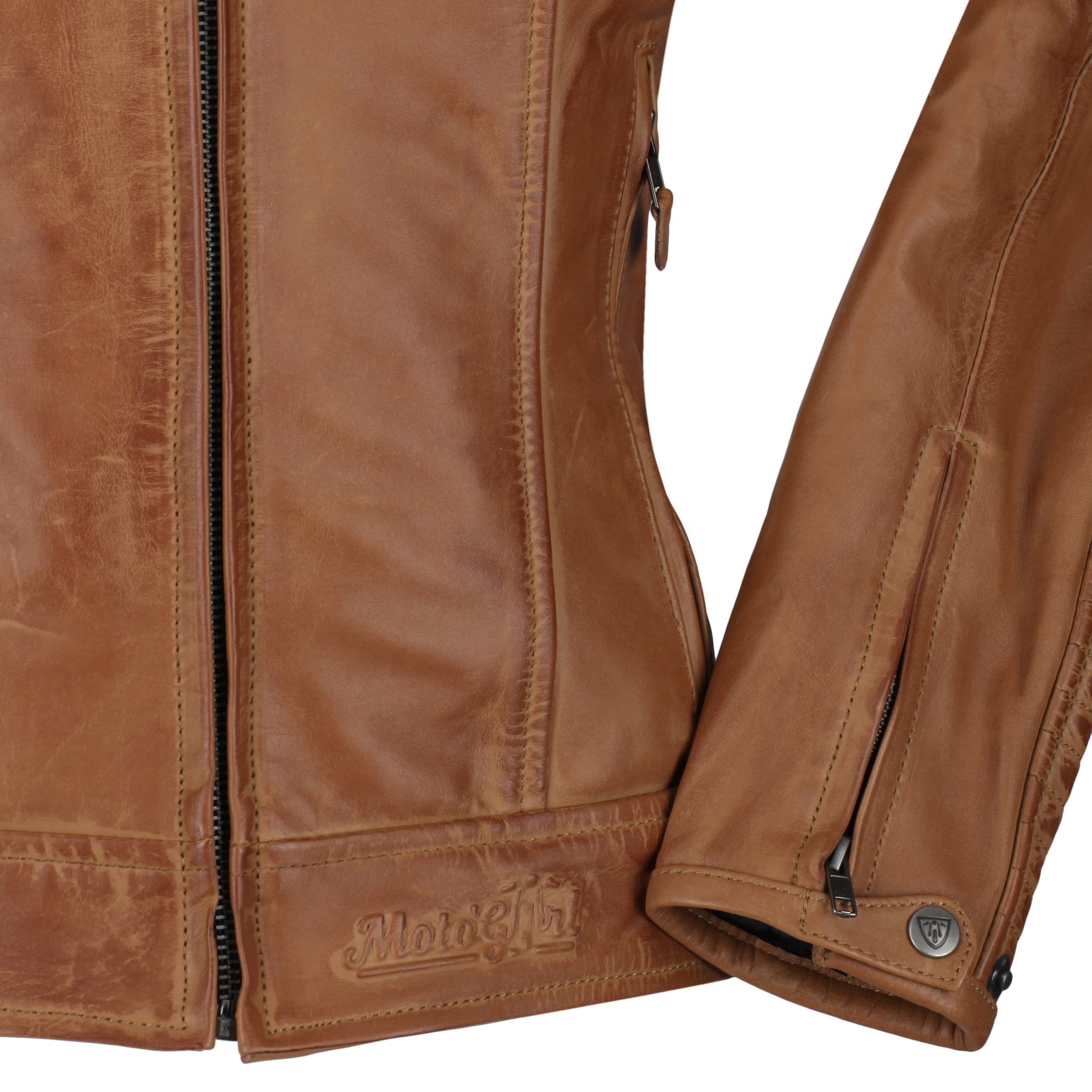 MotoGirl Valerie Leather Jacket Camel