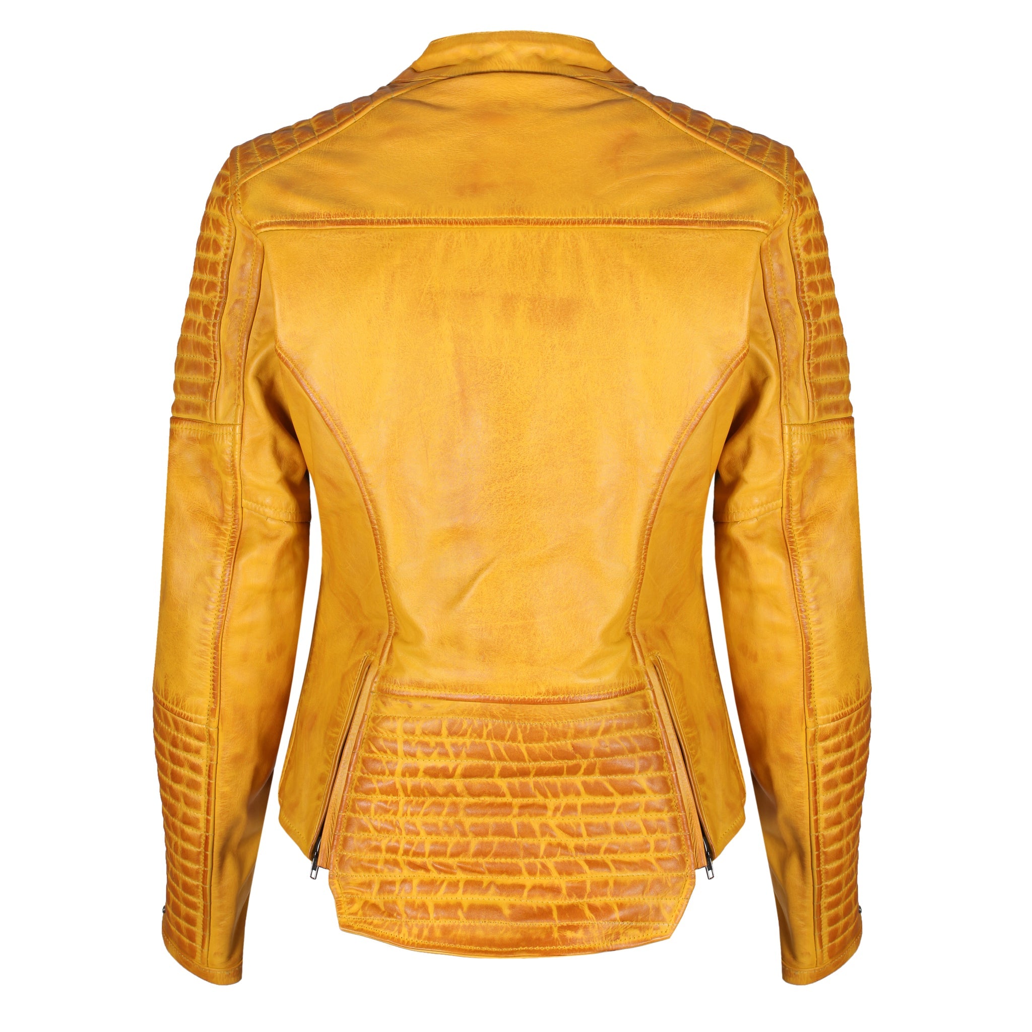 MotoGirl Valerie Leather Jacket Yellow