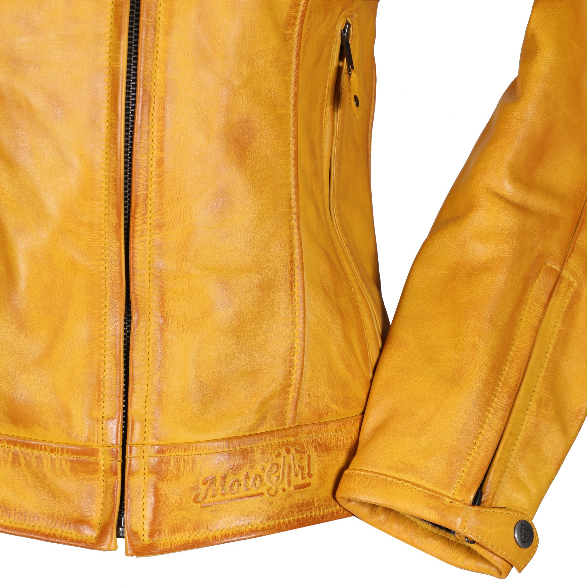 MotoGirl Valerie Leather Jacket Yellow