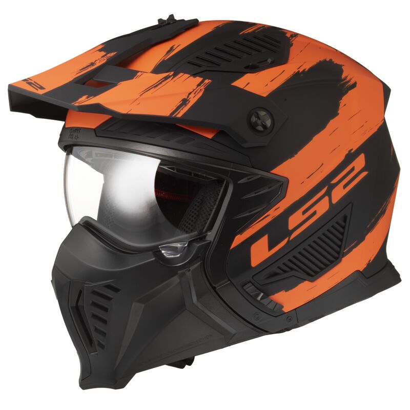 LS2 OF606 Drifter Devor Mud Matt Black/Orange