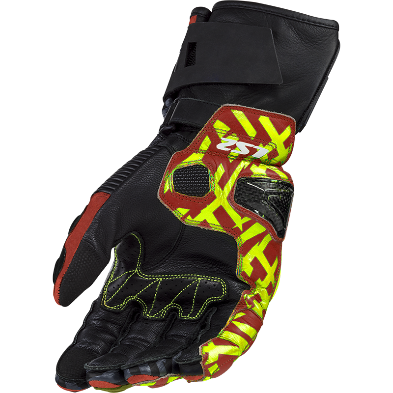 LS2 Feng Racing Gloves Red/High Visibility Yellow