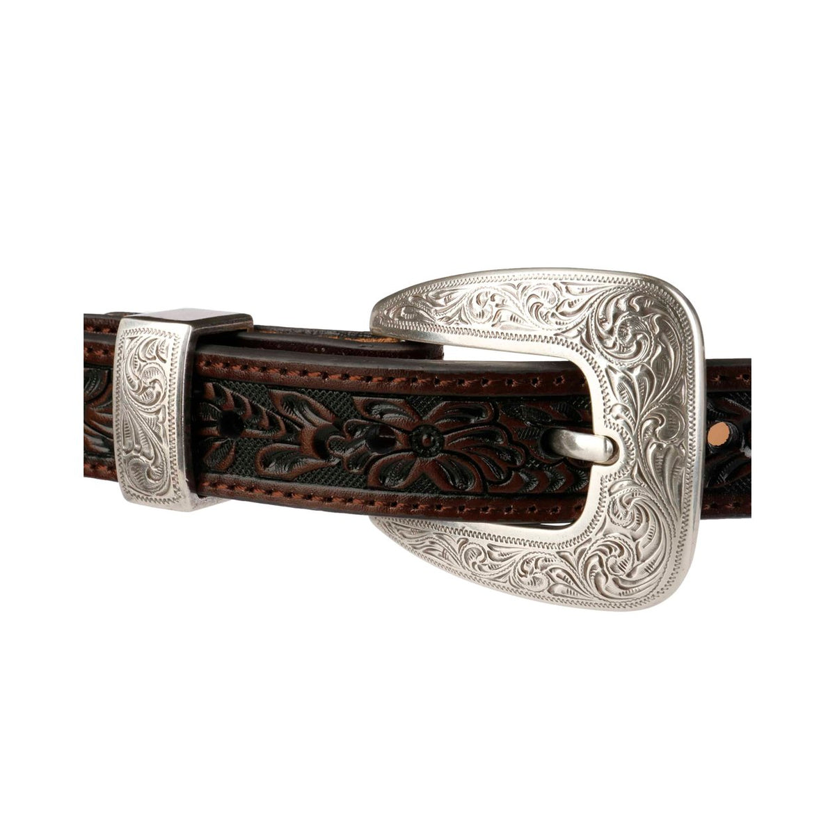 Stetson Crocodile Print Tooled Leather Belt
