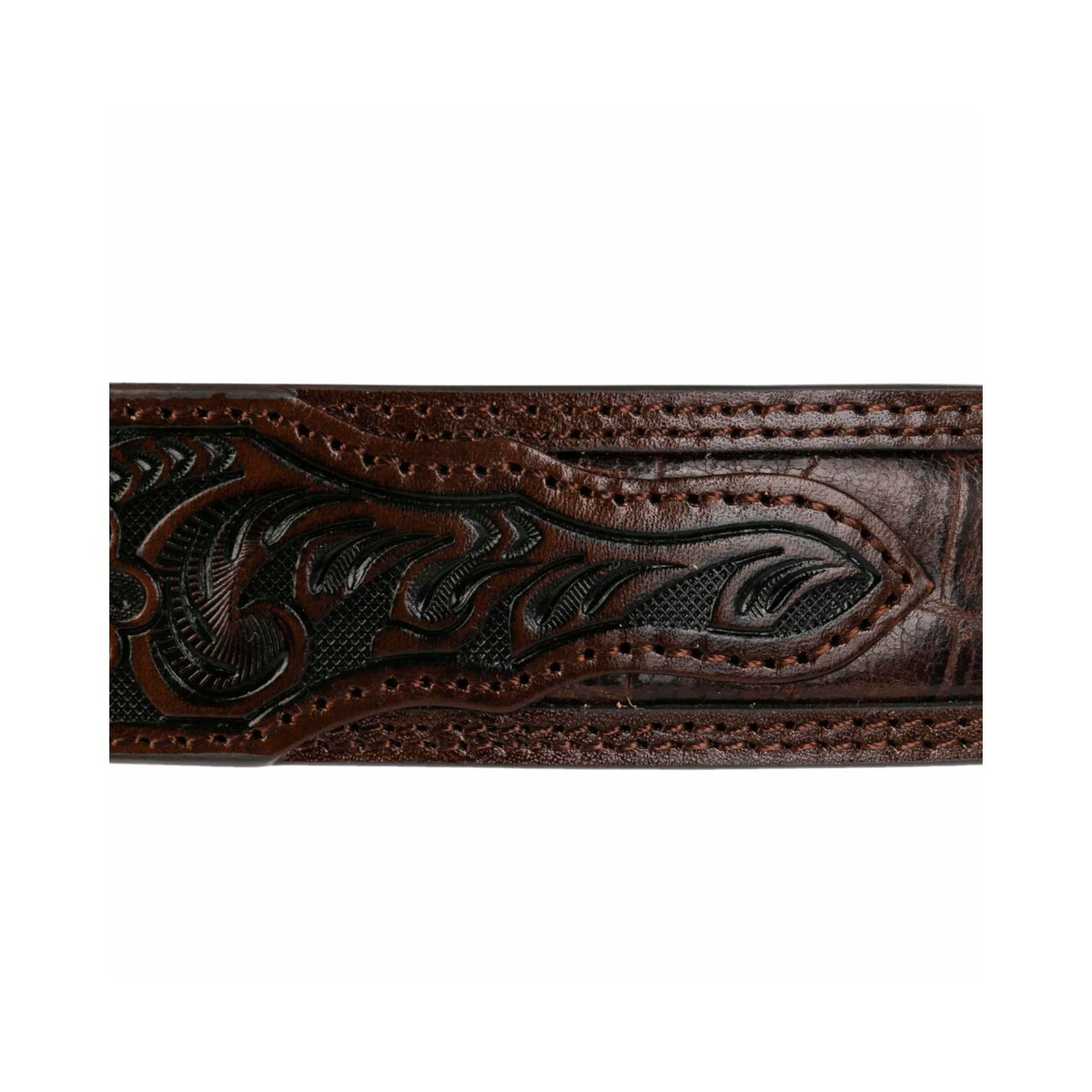 Stetson Crocodile Print Tooled Leather Belt
