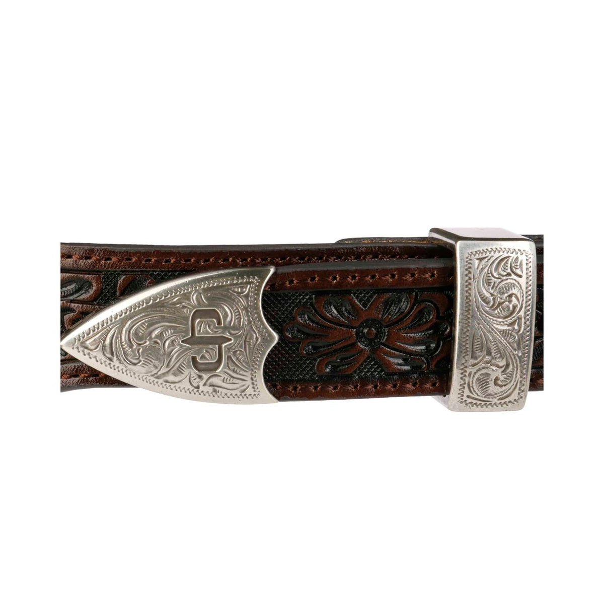 Stetson Crocodile Print Tooled Leather Belt