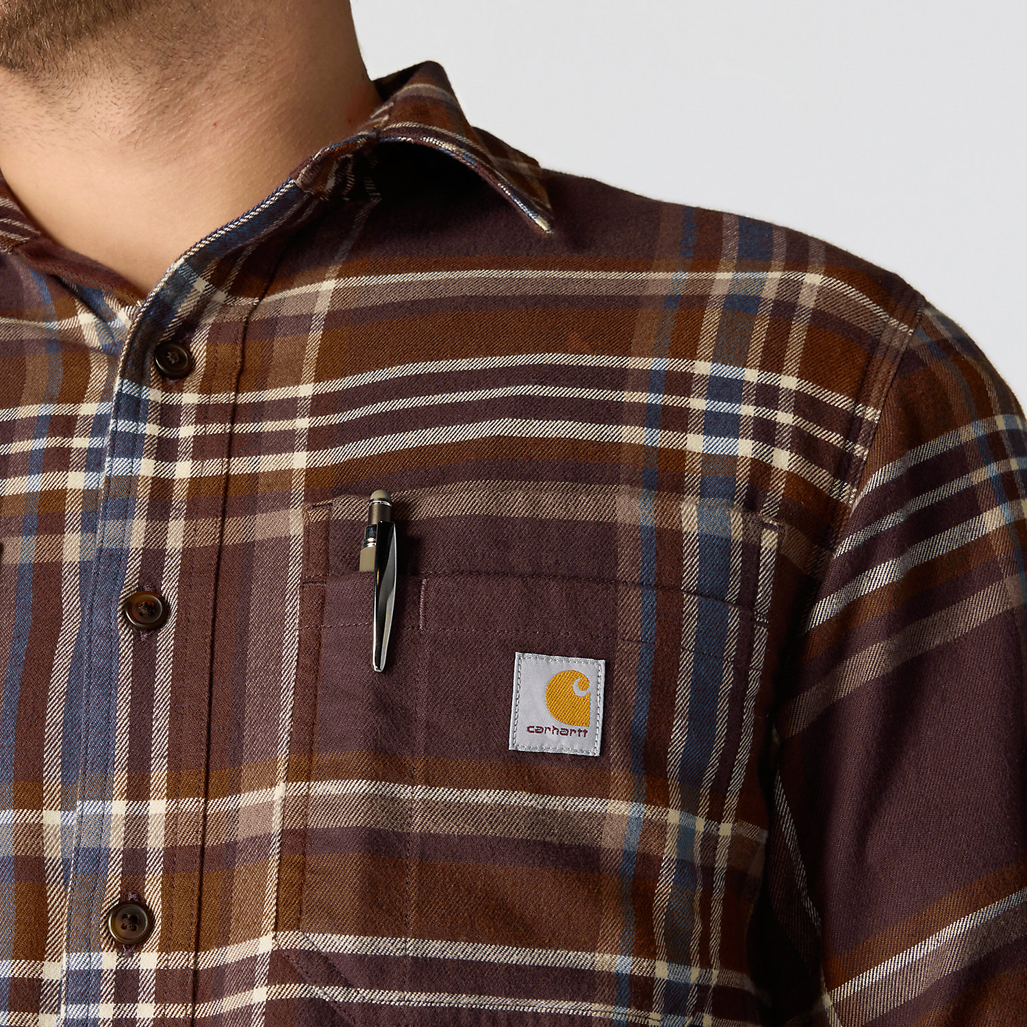 Carhartt Rugged Flex Relaxed Fit Midweight Flannel Long-Sleeve Plaid Shirt