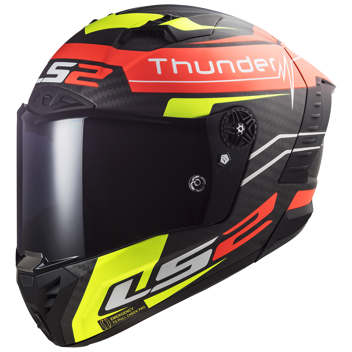 LS2 FF805 Thunder Carbon Attack Matt Red/High Visibility Yellow ECE 22.06
