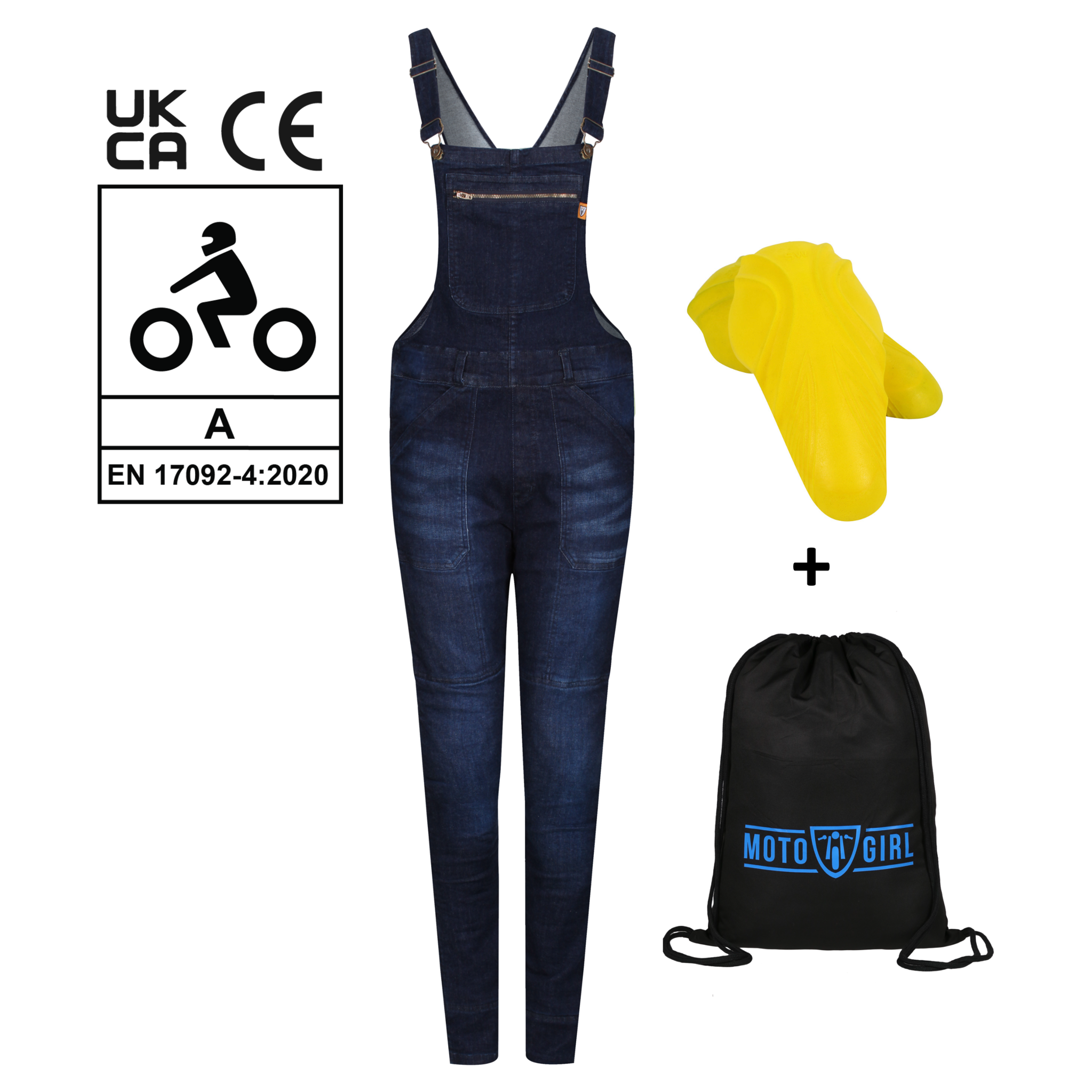 MotoGirl Irene Dungarees Blue