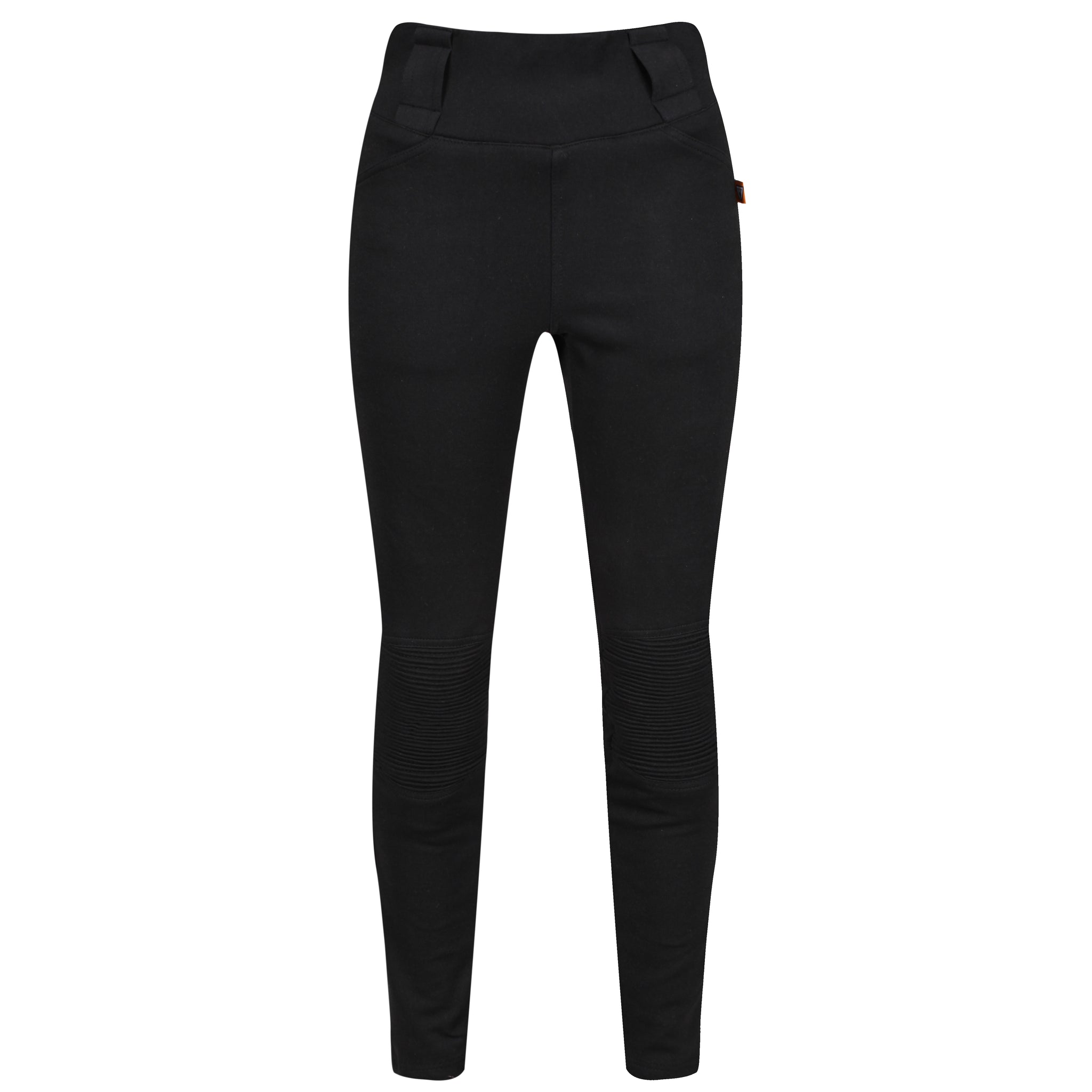 MotoGirl Ribbed Knee Leggings Black