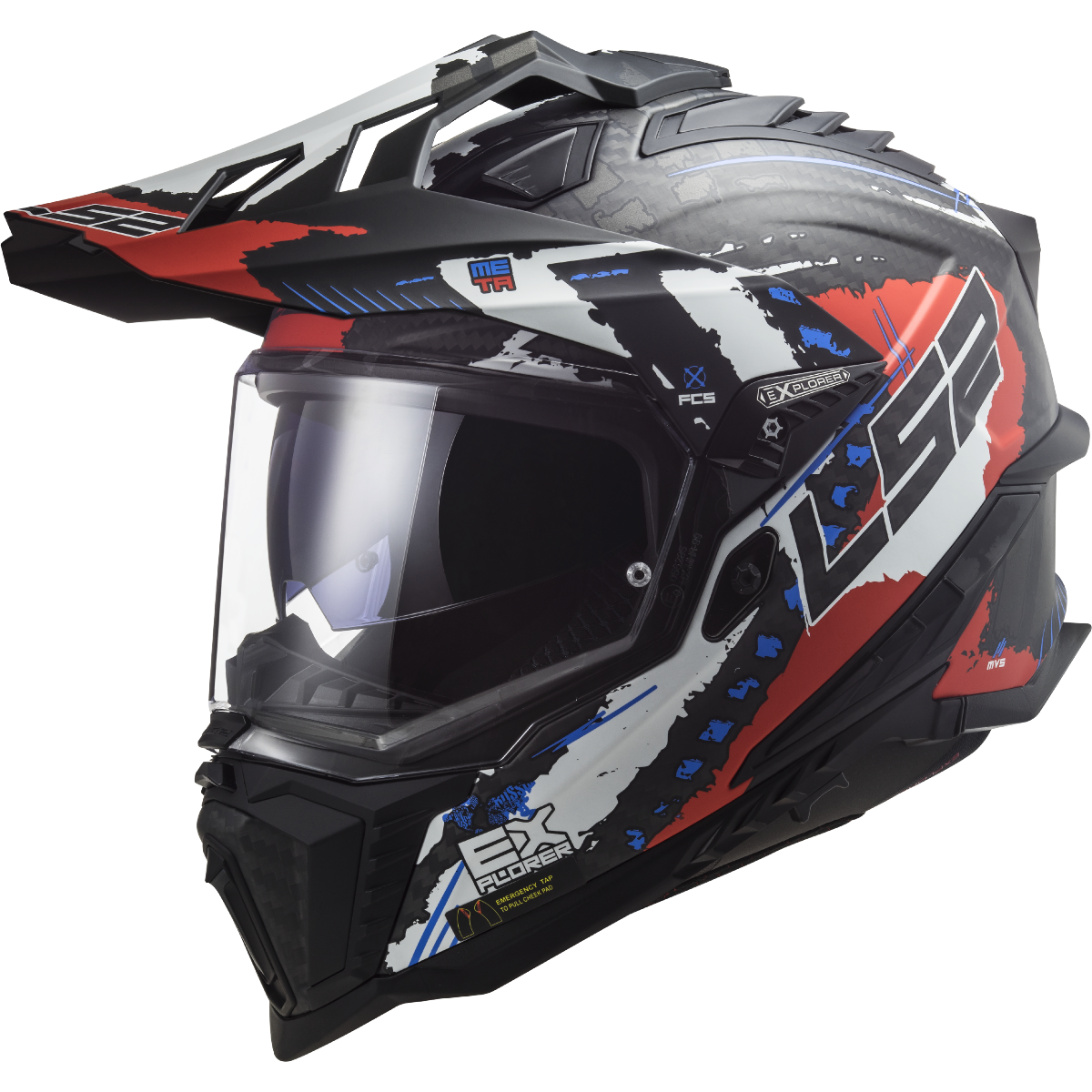 LS2 MX701 Carbon Explorer Extend Matt Red ECE 22.06