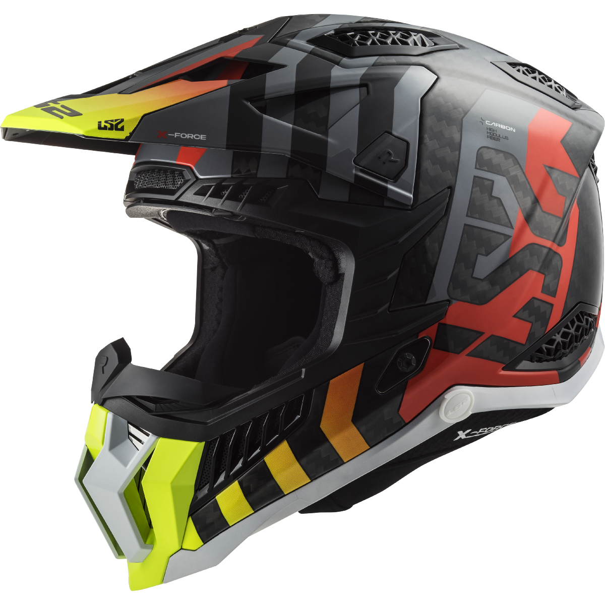 LS2 MX703 Carbon X-Force Barrier High Visibility Yellow/Red