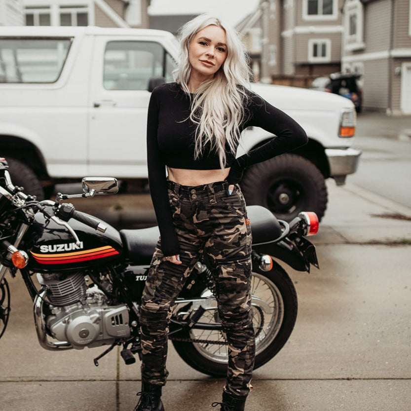 MotoGirl Lara Cargo Trousers Camo