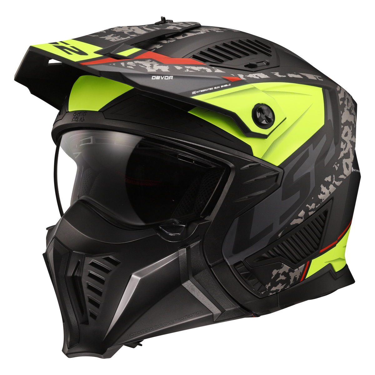 LS2 OF606 Drifter Devor Matt Black/High Visibility Yellow