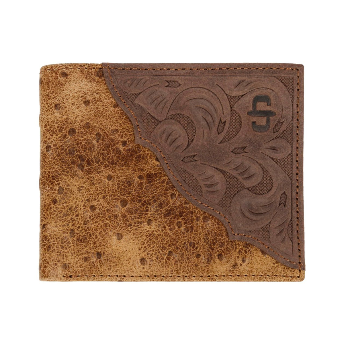 Stetson Ostrich Embossed Leather Bi-Fold Wallet