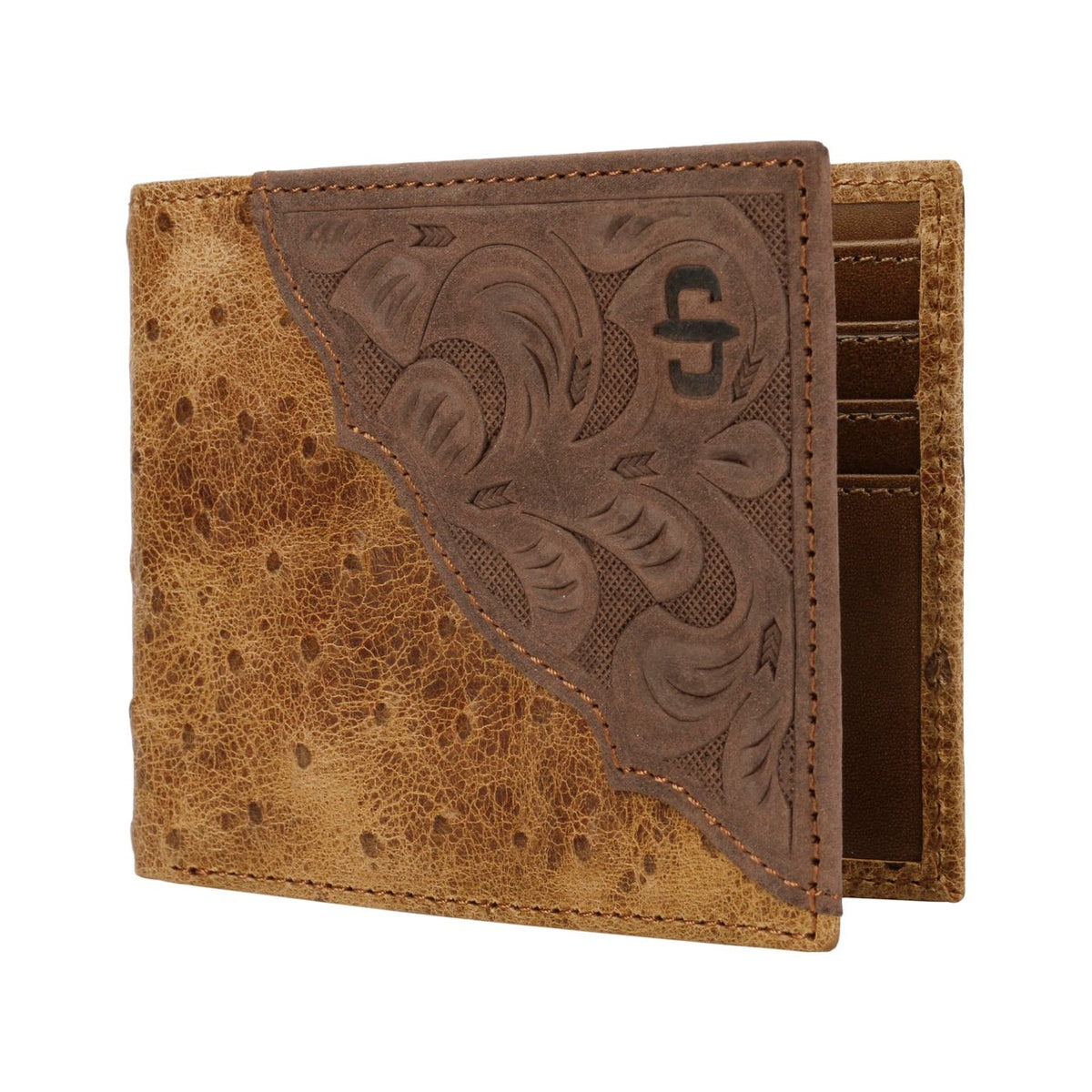 Stetson Ostrich Embossed Leather Bi-Fold Wallet