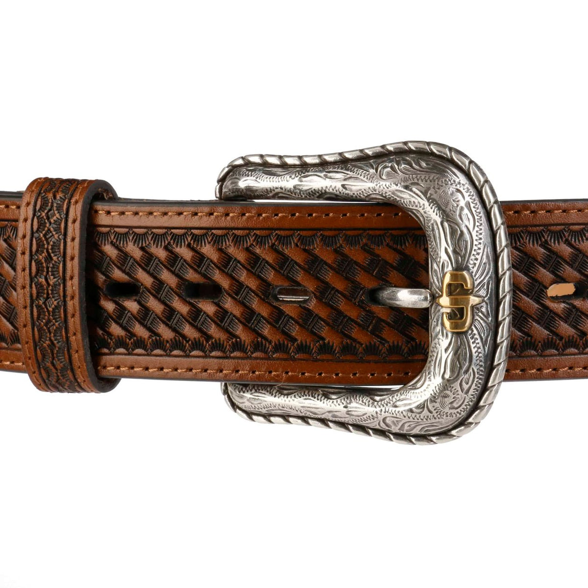 Stetson Pebble Basket Weave Leather Belt