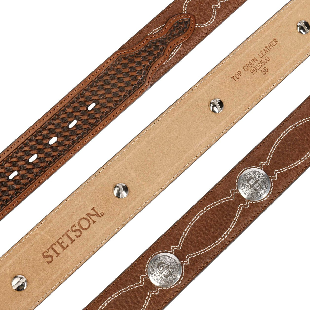 Stetson Pebble Basket Weave Leather Belt