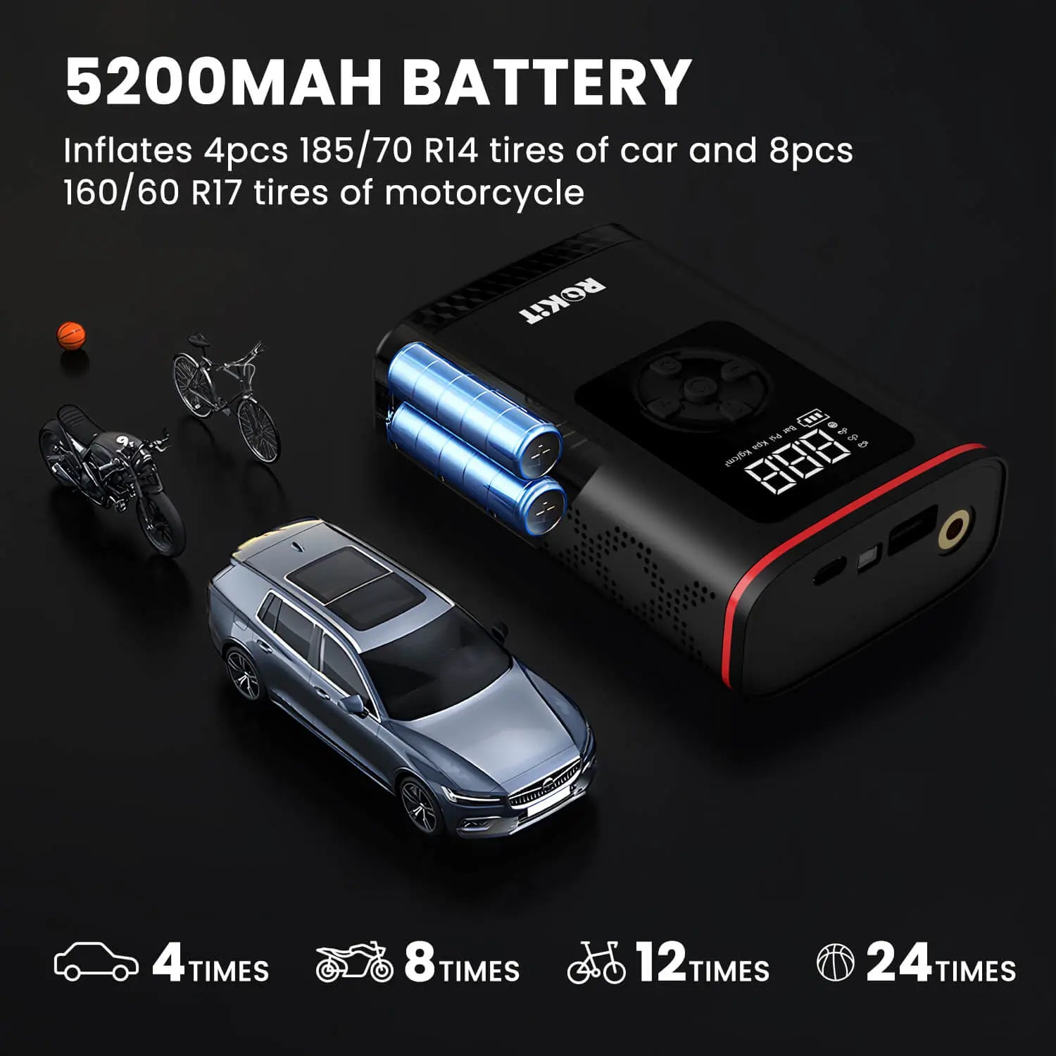 ROKiT Up Tyre Inflator 5200mAh