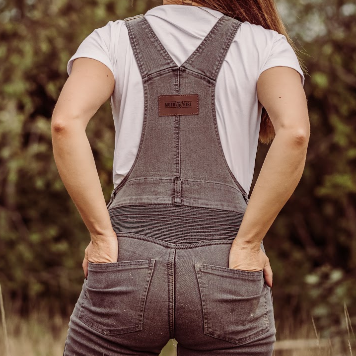 MotoGirl Irene Dungarees Grey