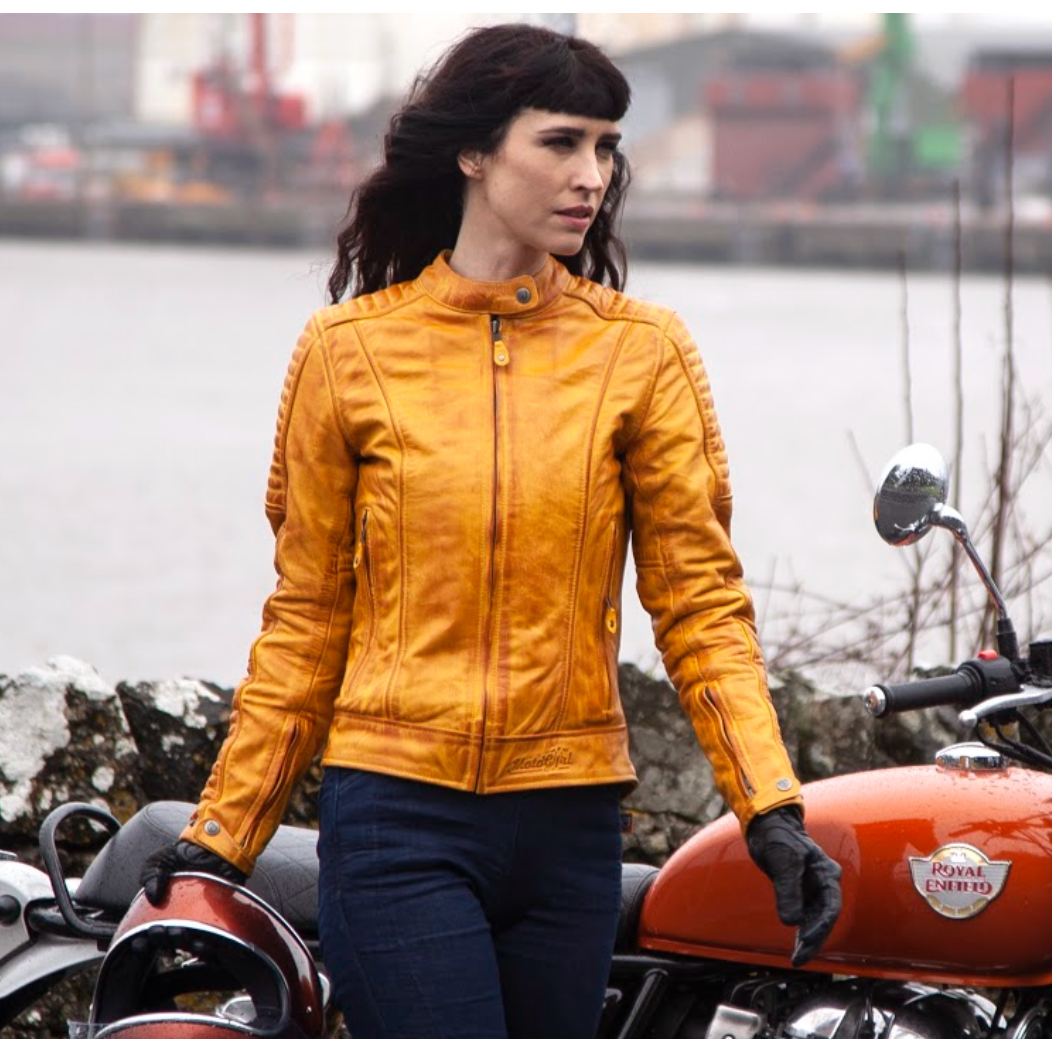 MotoGirl Valerie Leather Jacket Yellow