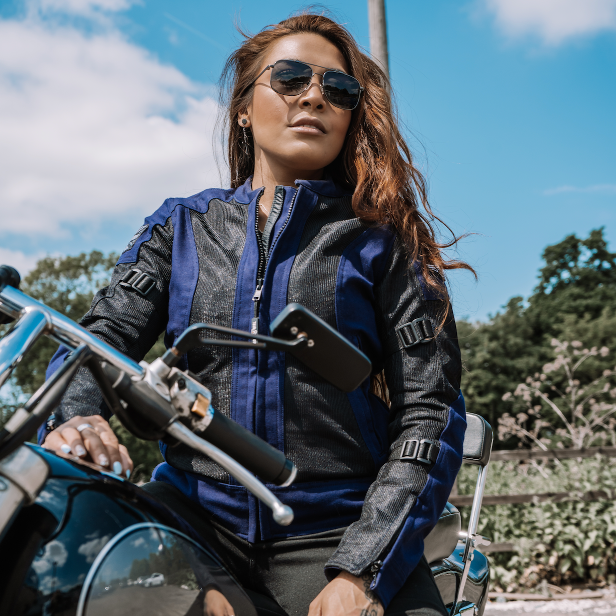 MotoGirl Jodie Summer Mesh Jacket Blue