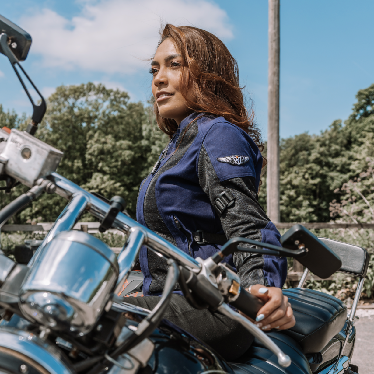 MotoGirl Jodie Summer Mesh Jacket Blue