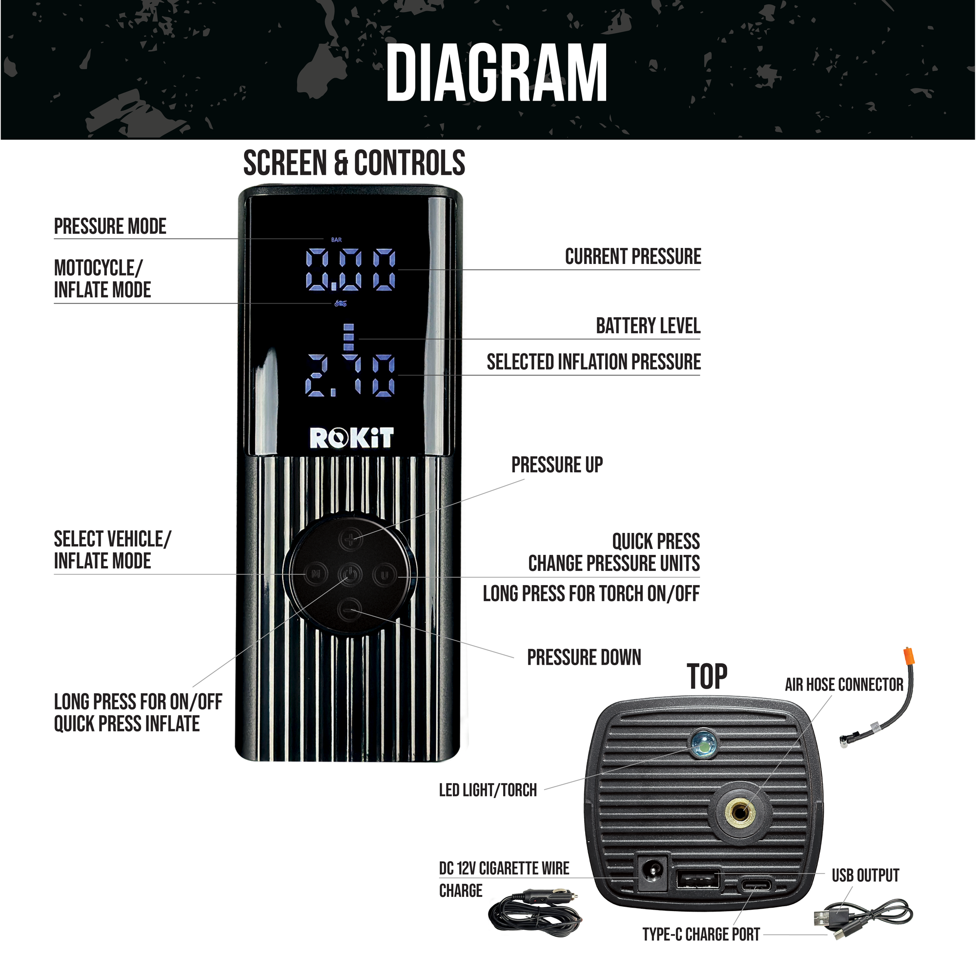 ROKiT Up Tyre Inflator 9000mAh