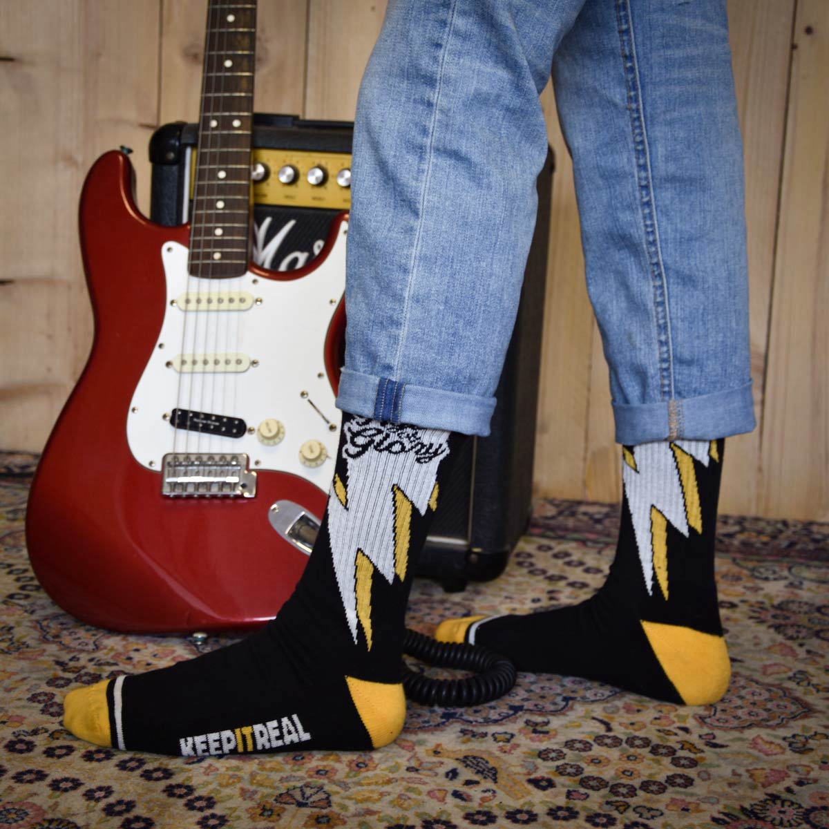 Age of Glory Bolts Socks Black/Yellow/White