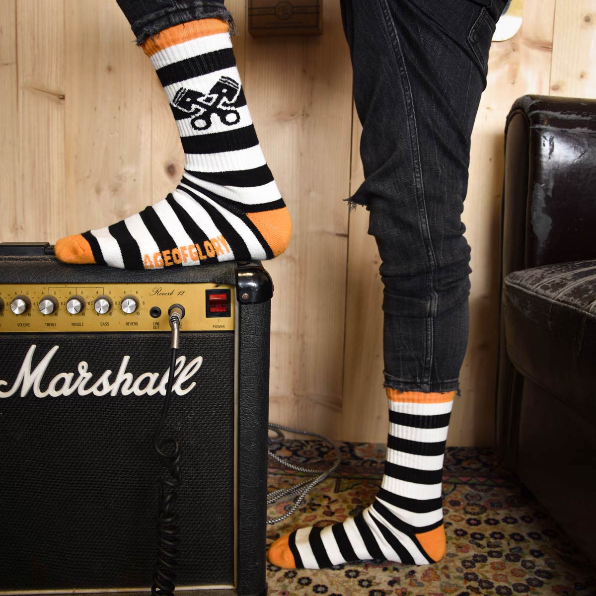 Age of Glory Stripes Socks Black/White/Orange