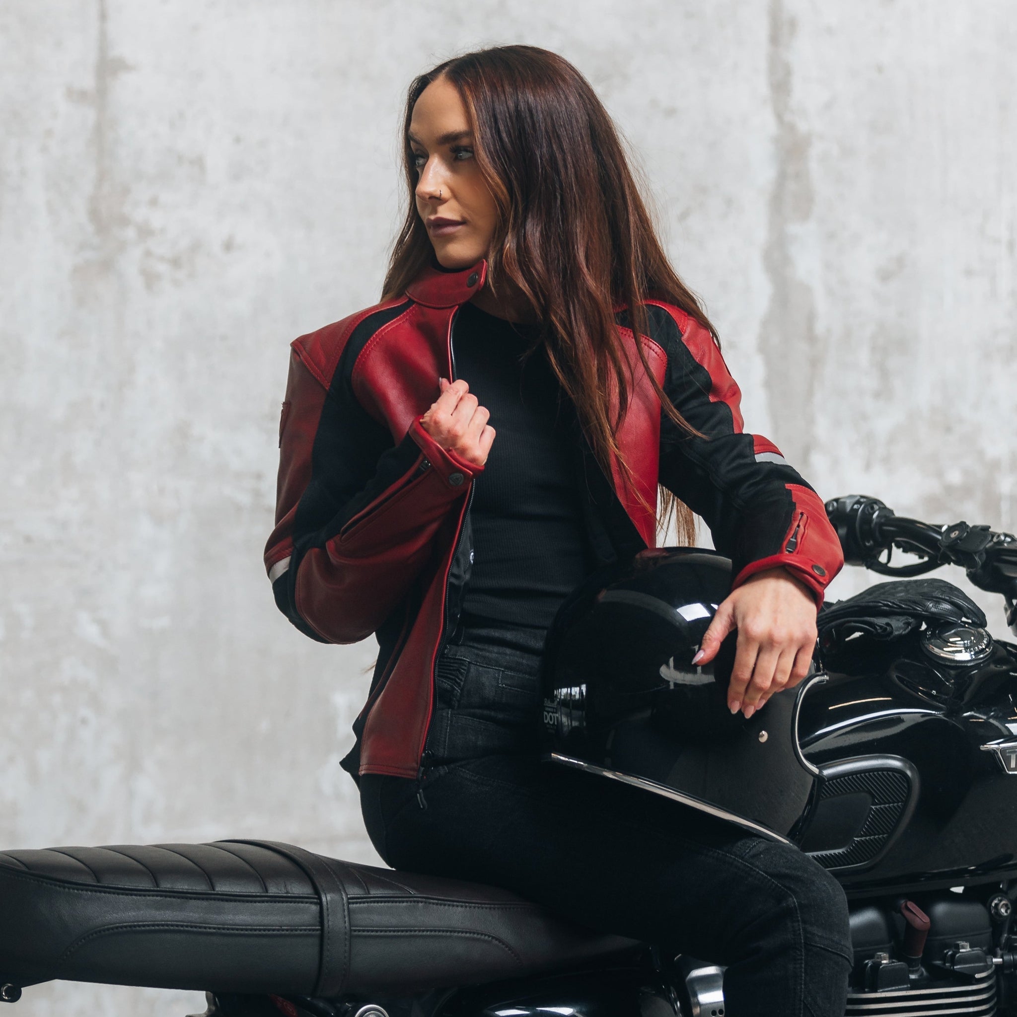 MotoGirl Fiona Leather Jacket Red