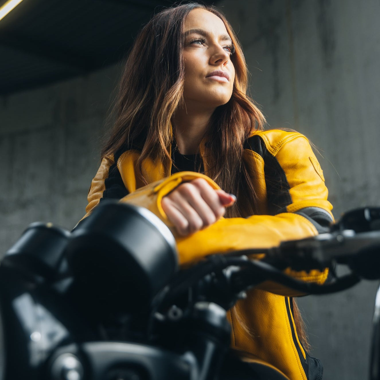 MotoGirl Fiona Leather Jacket Yellow