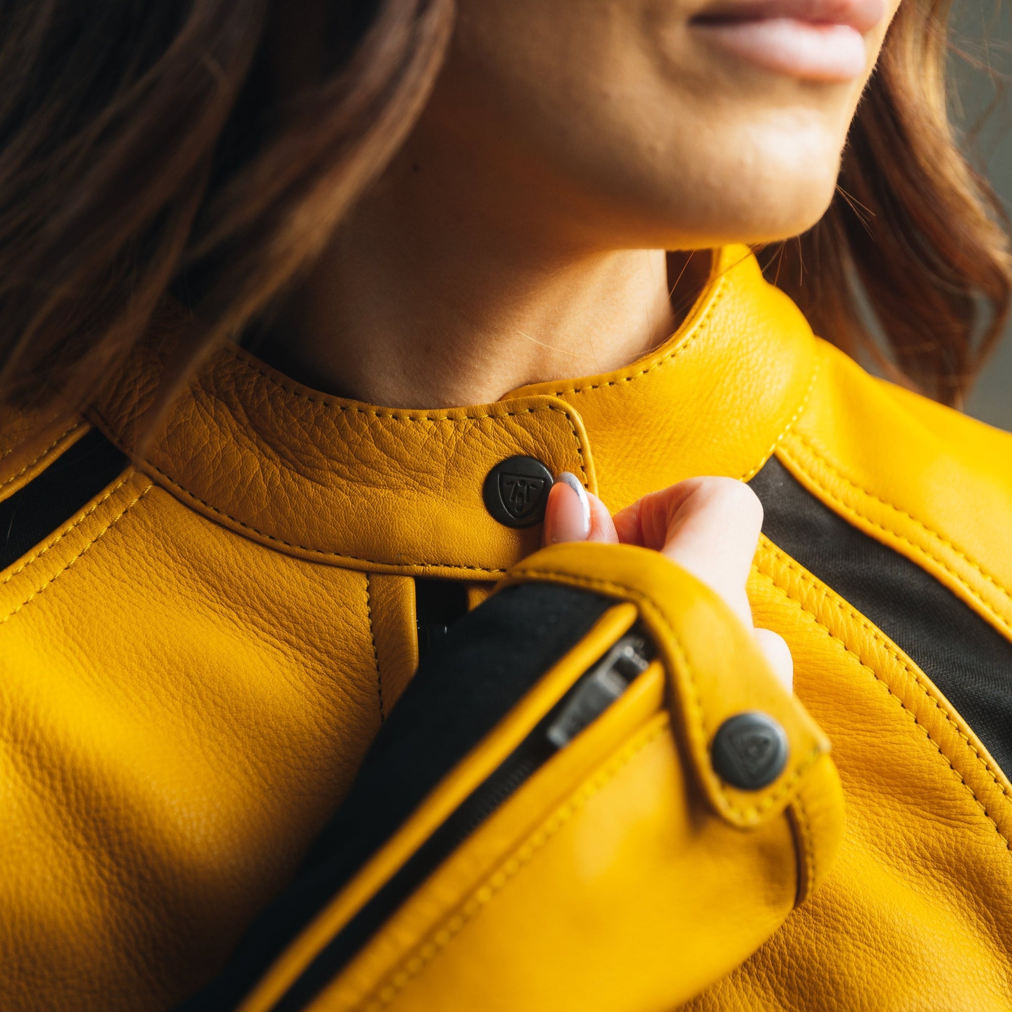 MotoGirl Fiona Leather Jacket Yellow