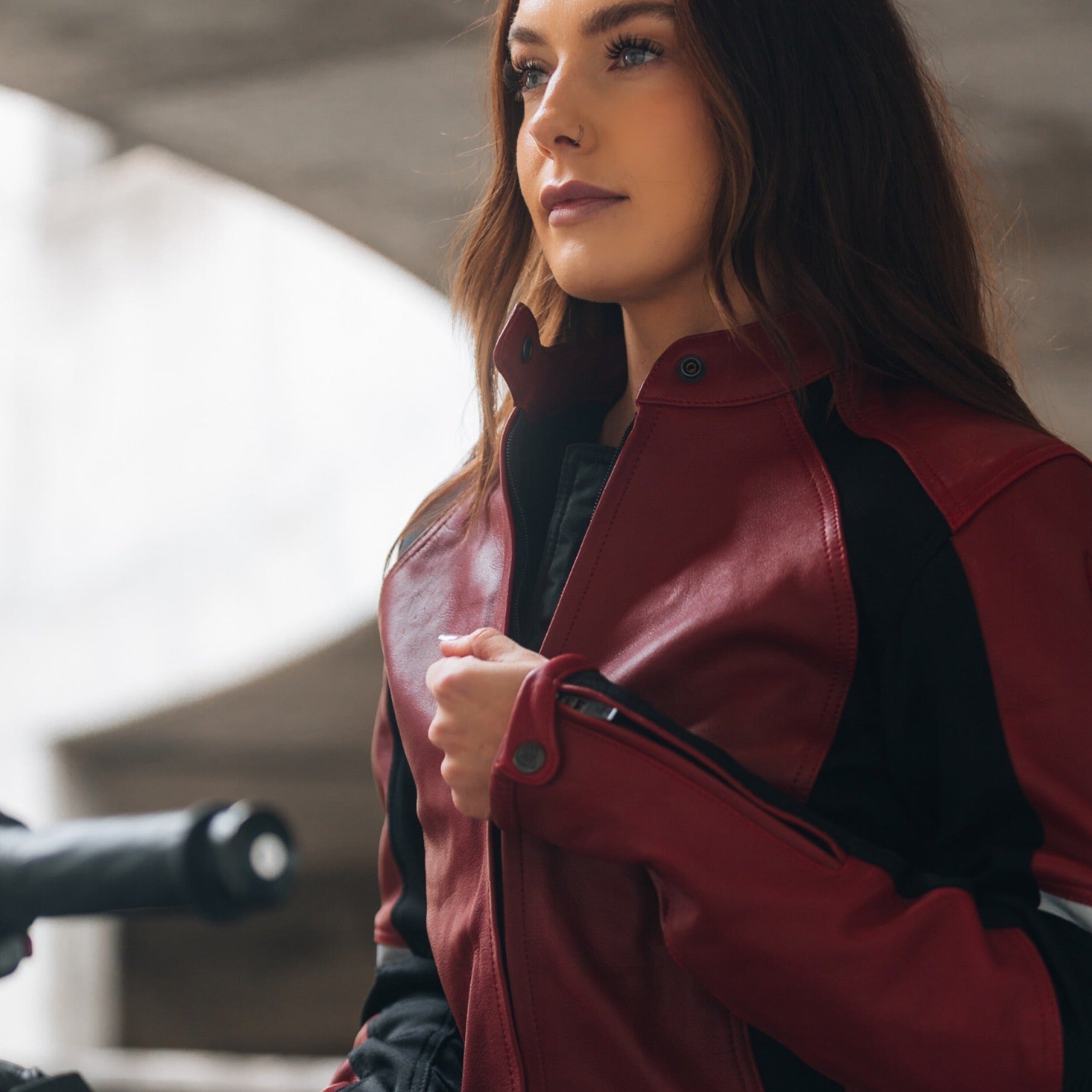 MotoGirl Fiona Leather Jacket Red