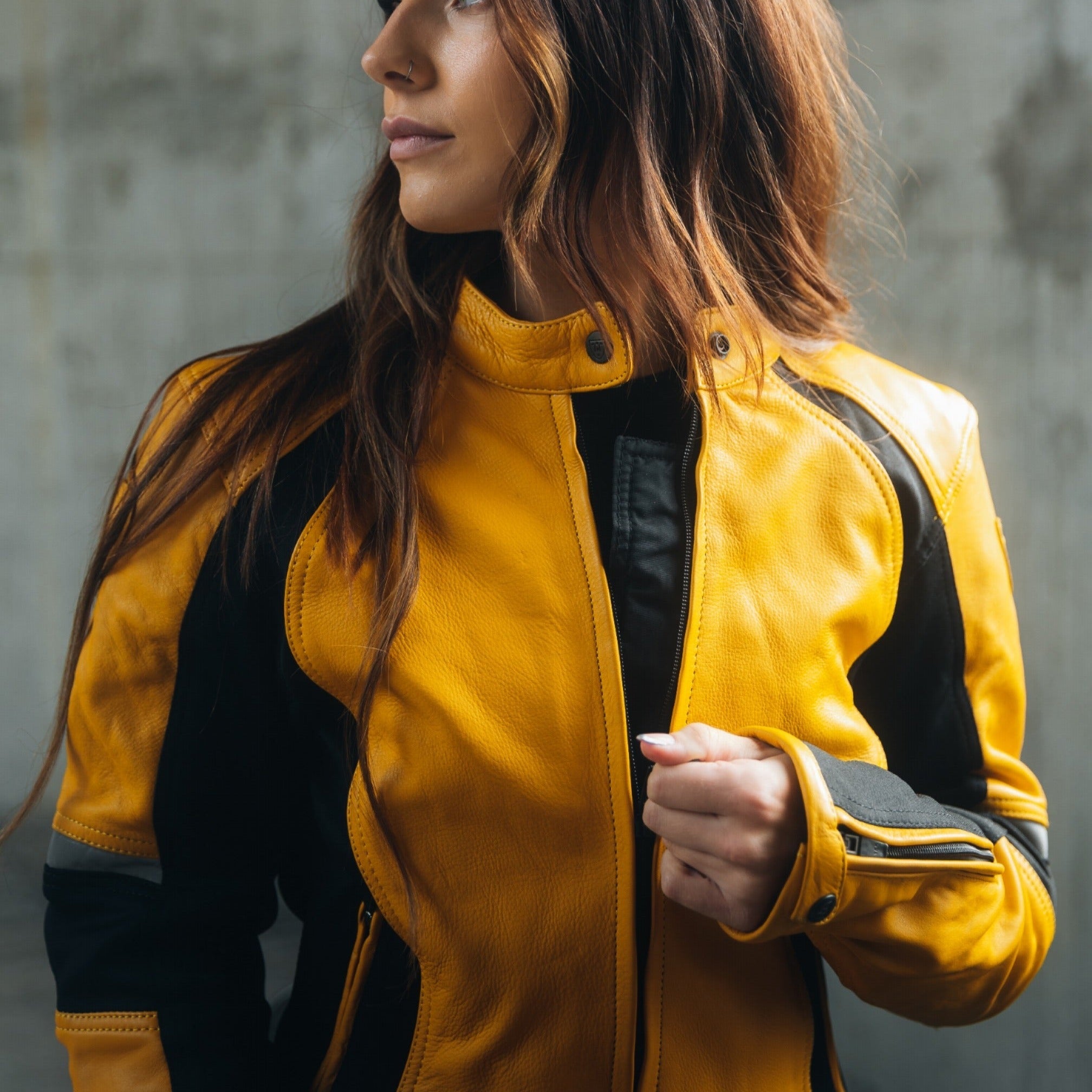 MotoGirl Fiona Leather Jacket Yellow