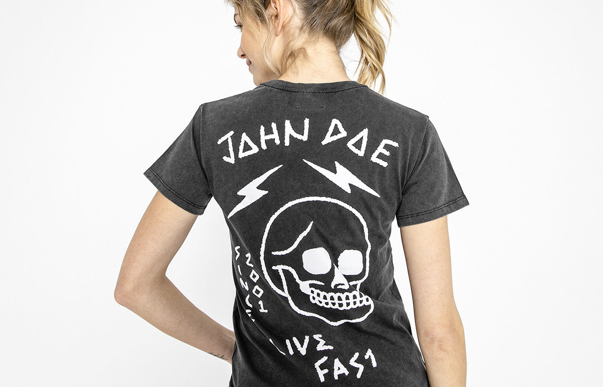John Doe Ladies T-Shirt Live Fast Skull Fade Out Black